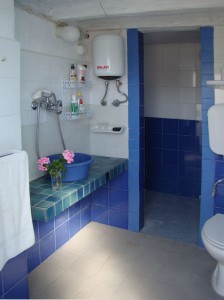 Bathroom interior with tiled shower compartment